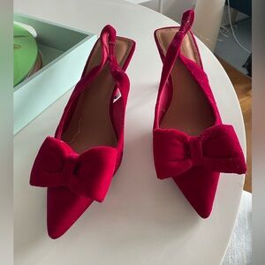 ASOS Design 🍒 Cherry/Red-Pink Slingback Shoes with Bow 🎀- Size 9 (NWOT)
